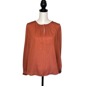 Ann Taylor Women's Pullover Blouse‎ Balloon Long Sleeve Size Small Petite Salmon
